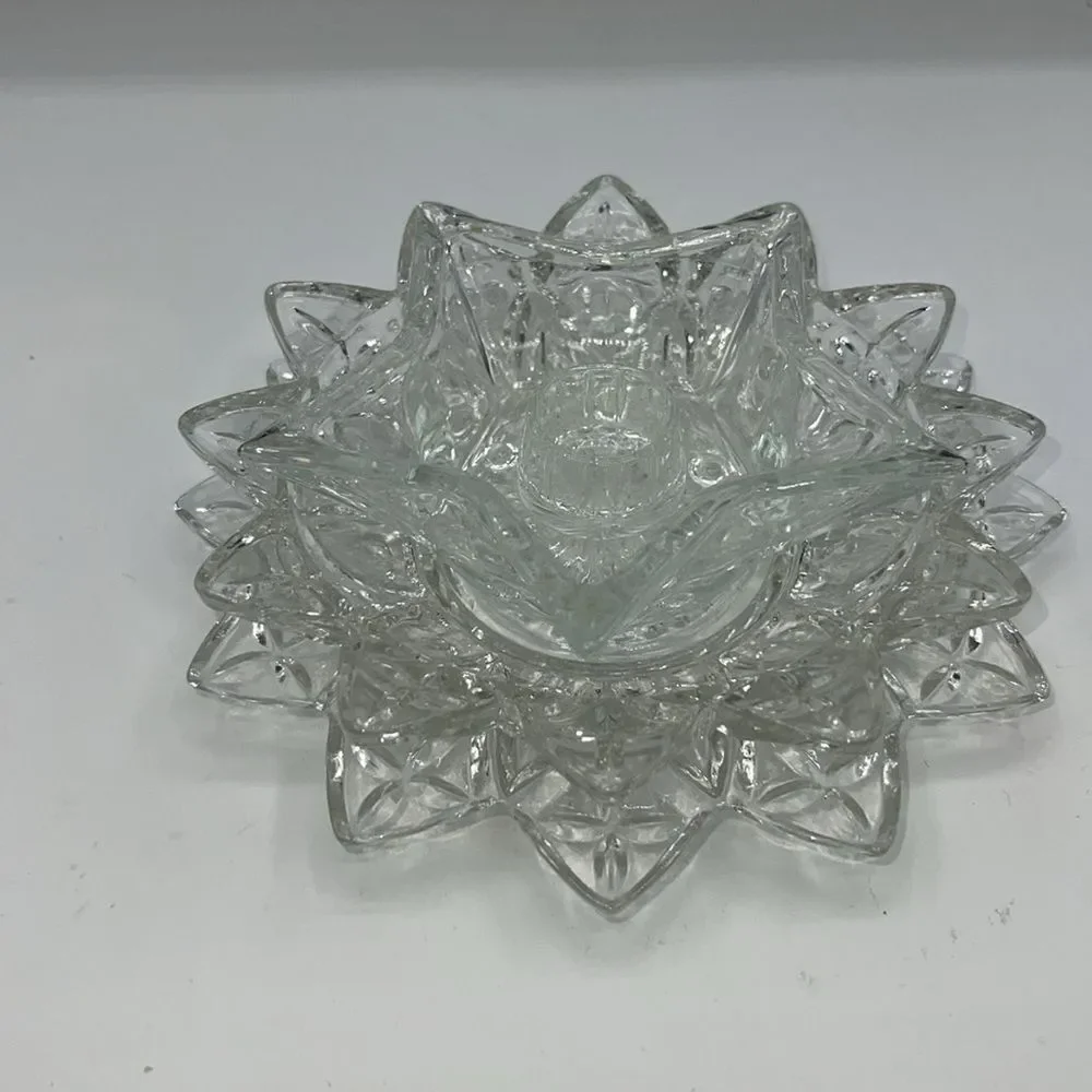 FEDERAL GLASS COMPANY Set of 3 Glass Candle Holders